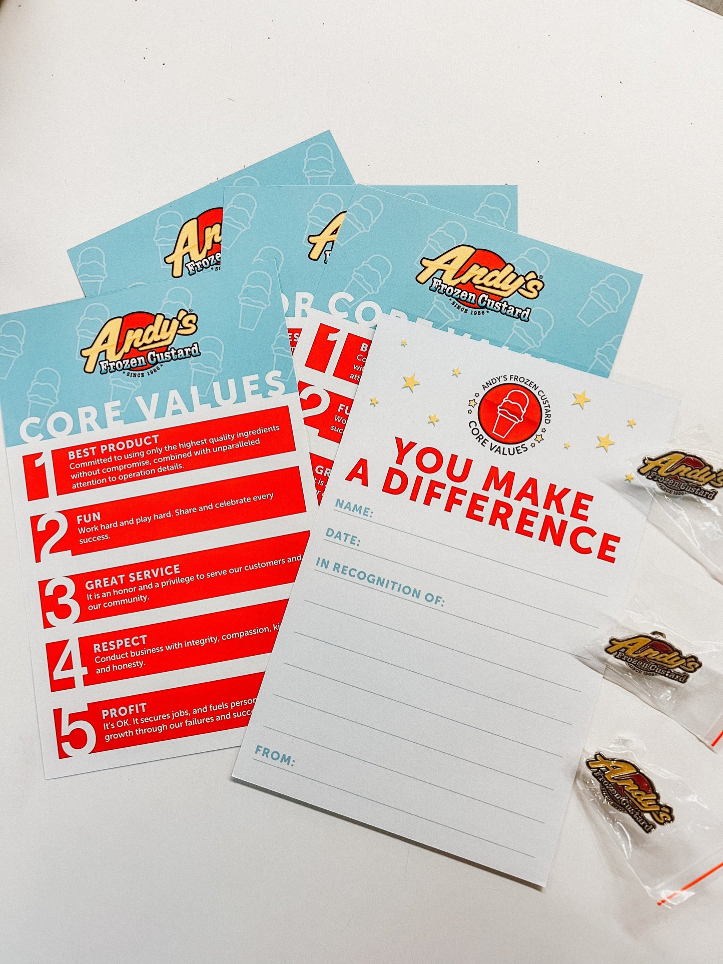 Recognition packet (15 cards and 10 pins)