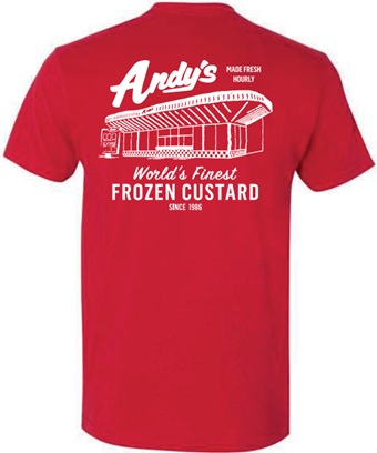 Red retro store associate T shirt